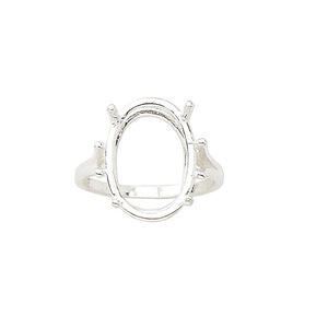 Ring, Sure-Set™, sterling silver, 18x13mm 4-prong oval basket setting, size 7. Sold individually.