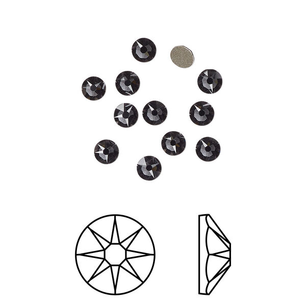 Flat back 144pk graphite foil back, Crystal Passions® 3-3.2mm rose round SS12 2088 image number 0