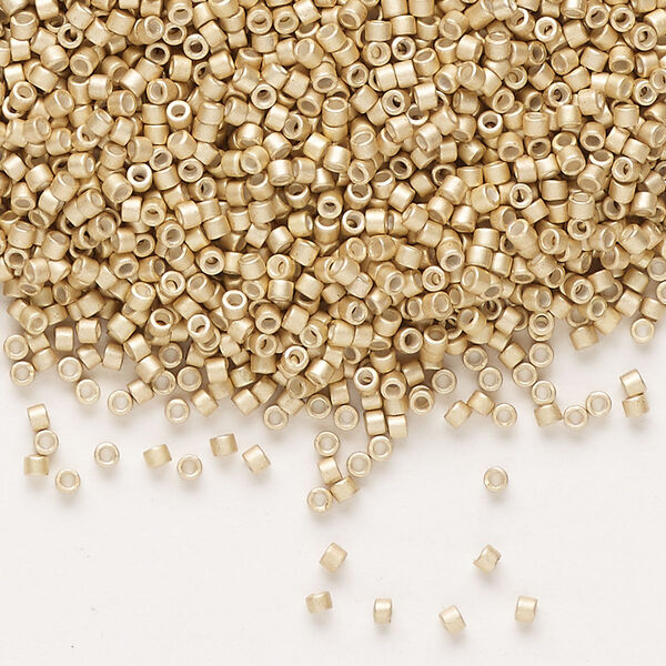 Seed bead, Delica®, glass, pkg/50g, #11 round, opaque semi-matte galvanized mead (DB-1153). image number 0