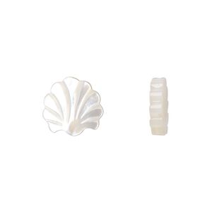 Bead, mother-of-pearl shell (bleached), 13x12mm shell, Mohs hardness 3-1/2. Sold per pkg of 2.