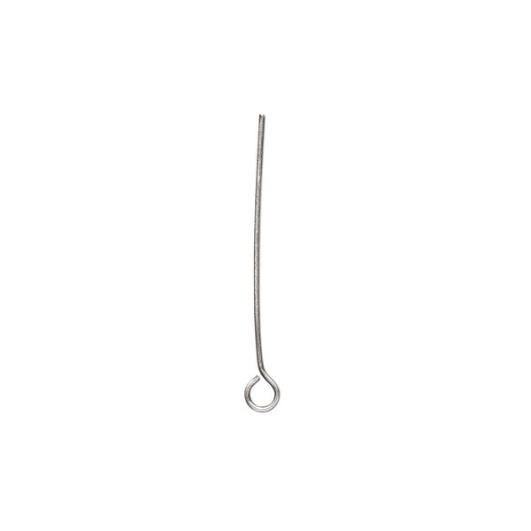 Eye pin 1pkg100 silver-plated, 1 inch, 24 gauge brass antiqued image number 0
