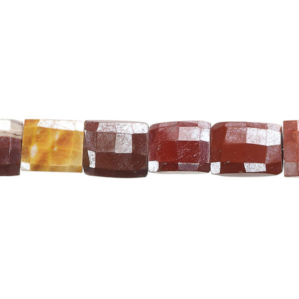 Bead, moukaite jasper (coated), 8x7mm-12x9mm hand-cut faceted puffed square and rectangle, B+ grade, Mohs hardness 6-1/2 to 7. Sold per 7-inch strand, approximately 20 beads. image number 0