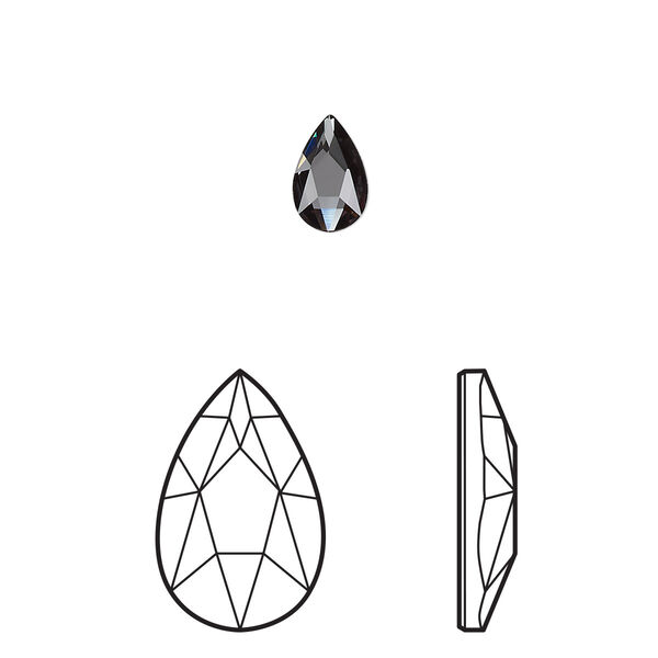 Flat back 6pk graphite foil back, Crystal Passions® 8x5mm pear 2303 image number 0