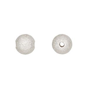 Bead, sterling silver, 10mm stardust round. Sold individually.