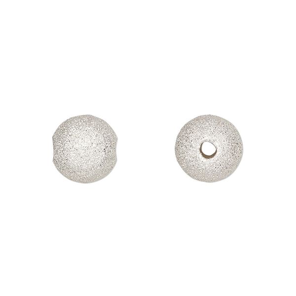 Bead, sterling silver, 10mm stardust round. Sold individually. image number 0