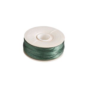 Thread, Nymo®, nylon, green, size OO. Sold per 110-yard bobbin.