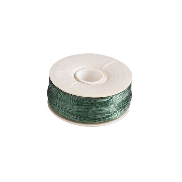 Thread, Nymo®, nylon, green, size OO. Sold per 110-yard bobbin. image number 0