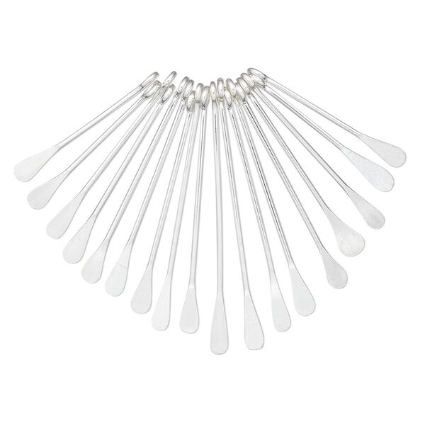 Drop, sterling silver, 3/4 to 1-1/4 inch graduated paddle pin. Sold per 18-piece set. image number 0