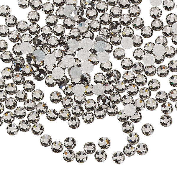 Flat back, Dance With Me™ crystal rhinestone, black diamond, foil back, 3-3.2mm rose, SS12. Sold per pkg of 144 (1 gross). image number 0