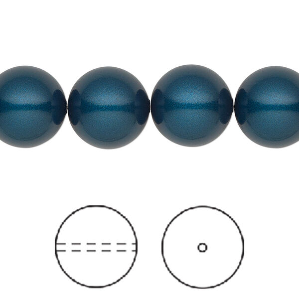 Pearl 10pk petrol, Crystal Passions® 12mm round 5810 image number 0