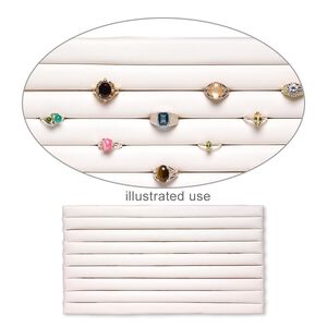 Display insert, ring, leatherette, white, 14-1/2 x 7-1/2 x 3/4 inches with 8 rows. Sold individually.