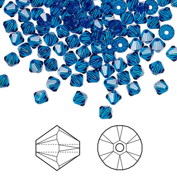 Bead 48pk Capri blue, Crystal Passions® 4mm bicone 5328 image number 0