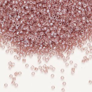 Seed bead, Delica®, glass, pkg/250g, #11 round, translucent glazed luster light rose (DB-1482-1).
