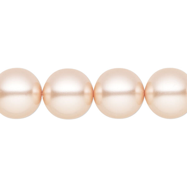 Pearl 10pk peach, Preciosa Czech crystal 12mm round image number 0