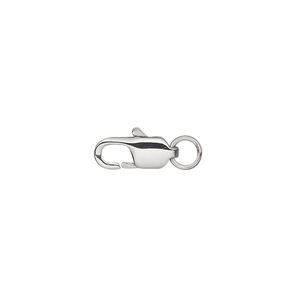 Clasp lobster claw 1pkg10, 13x5mm / 5mm closed jump ring, stainless steel 1-strand
