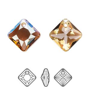 Drop 1pk light Colorado topaz shimmer, Crystal Passions® 16mm pendant princess cut 6431