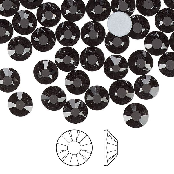 Flat back 24pk jet foil back, Preciosa MAXIMA Czech crystal rhinestone 6.3-6.5mm chaton rose round SS30 image number 0