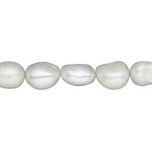 Pearl, cultured freshwater (dyed), mint green, 8-9mm flat-sided potato, C grade, Mohs hardness 2-1/2 to 4. Sold per 16-inch strand.