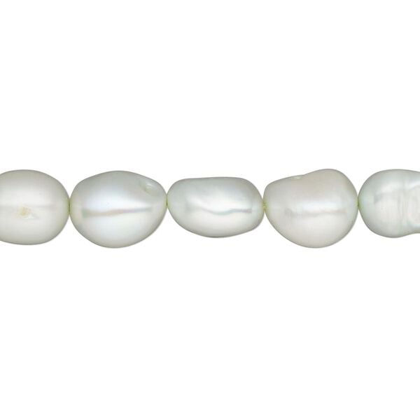 Pearl, cultured freshwater (dyed), mint green, 8-9mm flat-sided potato, C grade, Mohs hardness 2-1/2 to 4. Sold per 16-inch strand. image number 0