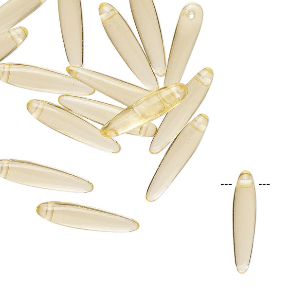 Bead, Preciosa Thorn™, Czech pressed glass, transparent citrine yellow, 16x4mm top-drilled thorn. Sold per pkg of 20. image number 0