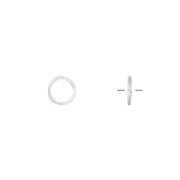 Jump ring, sterling silver, 7mm round square wire, 5.6mm inside diameter, 22 gauge. Sold per pkg of 50. image number 0