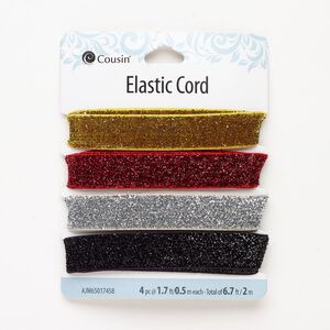 Elastic 1pkg4, flat cord assortment mixed sparkle colors 0.5m 16mm