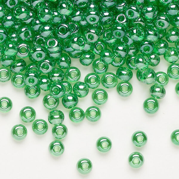Seed bead, Preciosa Ornela Czech glass, pkg/50g, #6 rocaille, translucent luster light green, (56100). image number 0