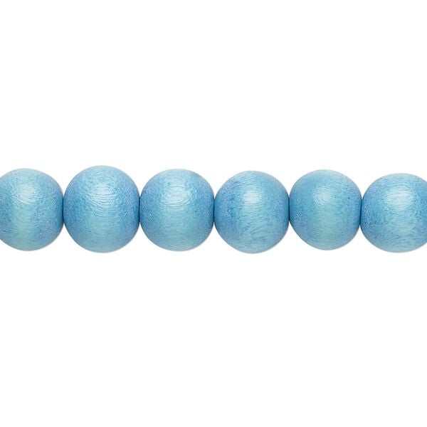 Bead 1pkg1, Taiwanese cheesewood (dyed / waxed), sky blue, 7-8mm round, 15-1/2 to 16 inches. image number 0