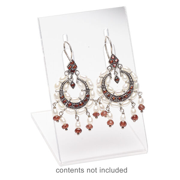 Display, earring, acrylic, clear, 3 x 2 x 2-1/2 inches. Sold per pkg of 2. image number 1