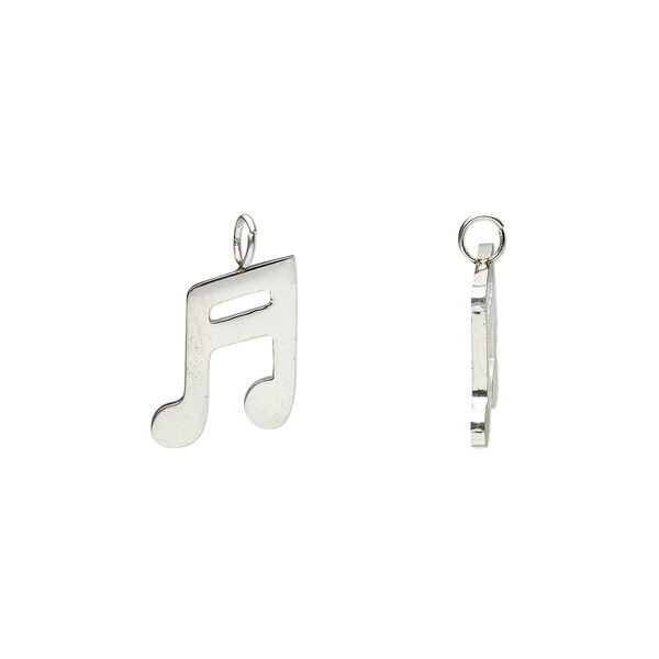 Charm, stainless steel, 9.5x8mm double-sided music note. Sold per pkg of 2. image number 0