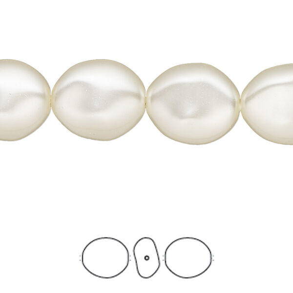 Pearl 100pk cream, Swarovski® 14x12mm baroque coin 5842 image number 0