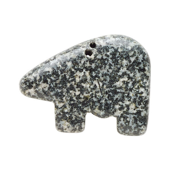 Spotted jasper 1pkg1, half-drilled Zuni-style bear focal natural, 28x21mm-33x26mm image number 0