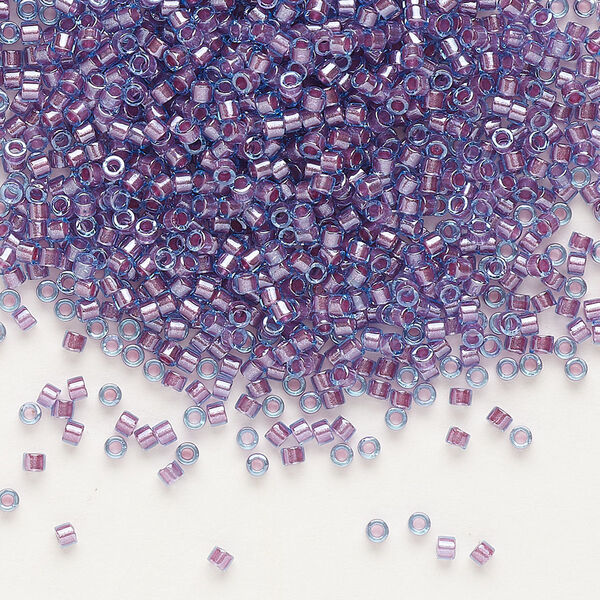 Seed bead, Delica®, glass, pkg/50g, #11 round, translucent orchid-lined luster aqua (DB-0922). image number 0