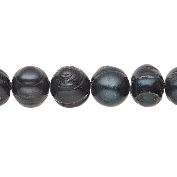 Freshwater pearl 1pkg1, semi-round, 15 inch iris green 9-12mm cultured image number 0
