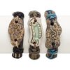 Bracelet mix, ceramic / leather / cotton (dyed), multicolored, 18-22mm wide with mixed shape, adjustable from 6-8 inches with wrapped knot closure. Sold per pkg of 3. image number 0