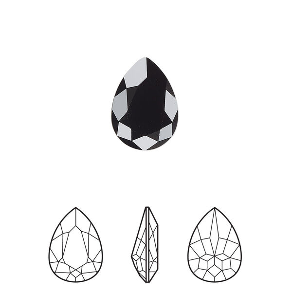 Fancy stone 1pk jet, Crystal Passions® 14x10mm pear 4320 image number 0