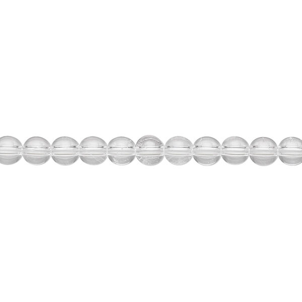Bead, quartz crystal (natural), 4mm round, A- grade, Mohs hardness 7. Sold per 8-inch strand, approximately 50 beads. image number 0