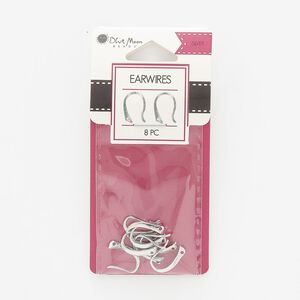 Ear wire fishhook 1pkg8 "pewter" (zinc-based alloy), 13mm fancy / closed loop, 20 gauge silver-finished 4 pair