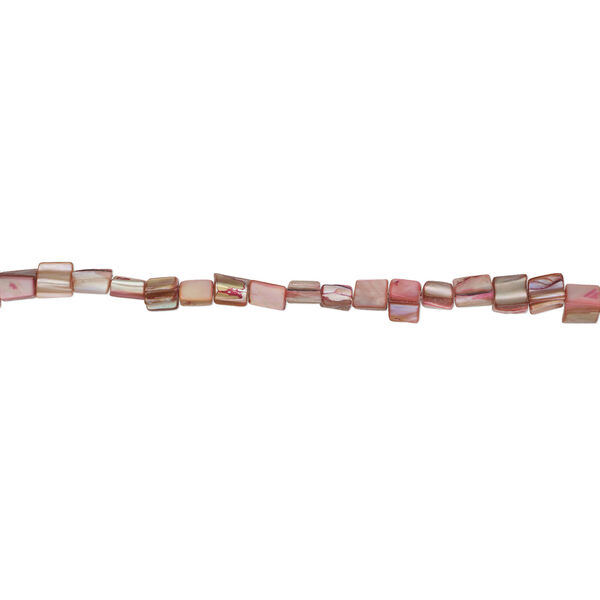 Mother-of-pearl shell 1pkg1, triangle tube bead 14 inch dark pink and tan 7x5mm-11x9mm image number 1