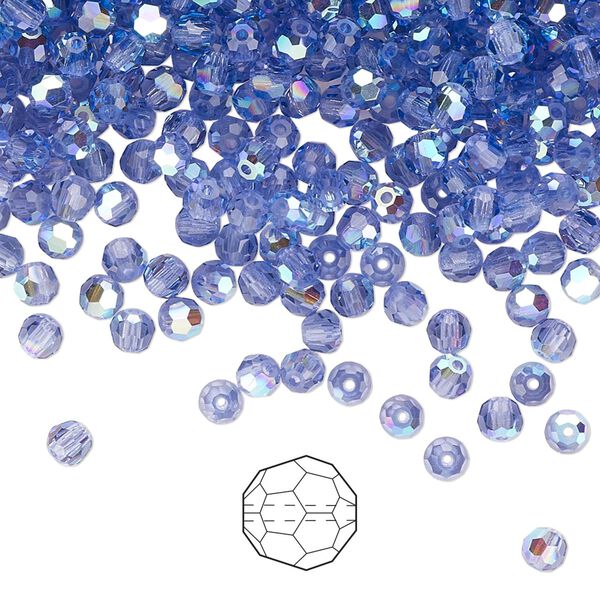 Bead 720pk tanzanite AB, Preciosa Czech crystal 3mm round image number 0