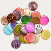 Mother-of-pearl shell 1pkg6oz, puffed flat round bead mix mixed colors 29-30mm image number 1