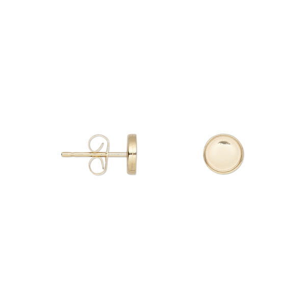 Earstud, 14Kt gold-filled, 5mm round with 5mm bezel setting. Sold per pair. image number 0