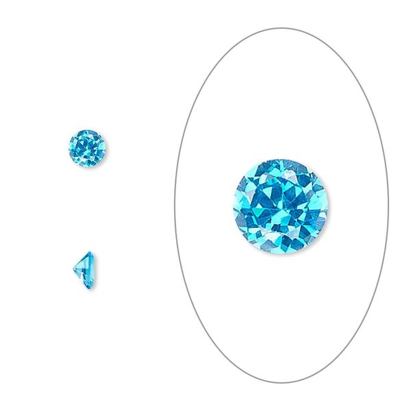 Gem, cubic zirconia, zircon blue, 4mm faceted round, Mohs hardness 8-1/2. Sold per pkg of 5. image number 0