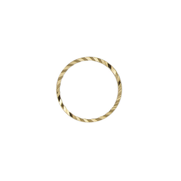Component, gold-plated brass, 16mm single-sided diamond-cut open round, 1mm thick. Sold per pkg of 100. image number 0