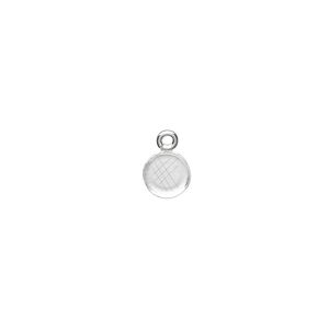 Drop, fine silver, 6mm round bezel cup setting with open loop. Sold per pkg of 10.
