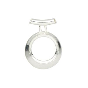 Pendant, Almost Instant Jewelry®, sterling silver, 25.5x18.5mm round with open back and 14mm rivoli setting with tube bail. Sold individually.