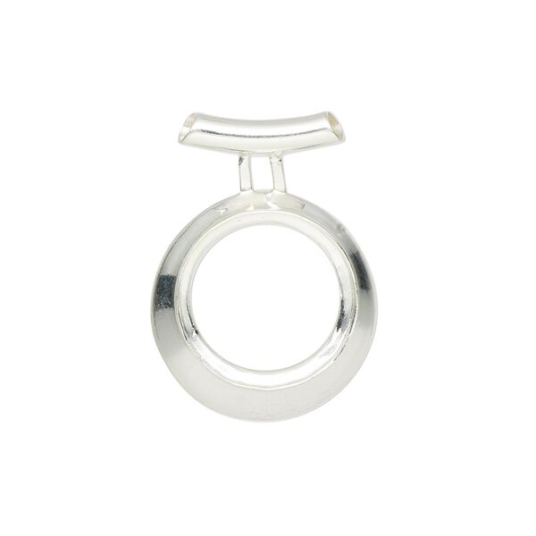 Pendant, Almost Instant Jewelry®, sterling silver, 25.5x18.5mm round with open back and 14mm rivoli setting with tube bail. Sold individually. image number 0