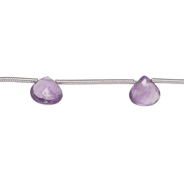 Amethyst 1pkg8, hand-cut top-drilled faceted puffed teardrop bead natural B- grade, 7-8mm image number 0