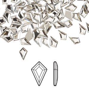Flat back 24pk crystal silver shade foil back, Crystal Passions® 6.4x4.2mm kite 2771