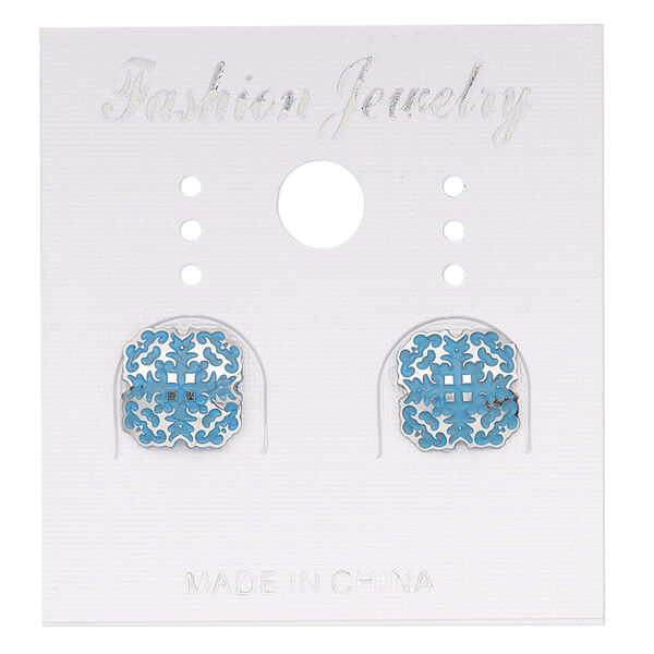 Earstud, stainless steel, blue patina, 10mm fancy diamond. Sold per pair. image number 0
